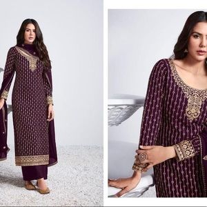 Party wear Georgette and chinon fabric unstitched salwar material